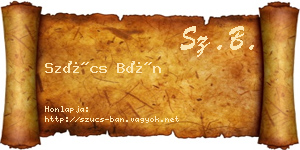 Szűcs Bán névjegykártya