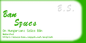 ban szucs business card